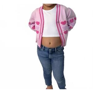 NEW MINI DREAMERS girls celine heart cardigan in pink
